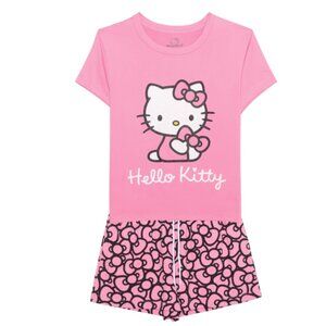 Hello Kitty Women's Loungewear Graphic Tee and Short Set, 2-Piece